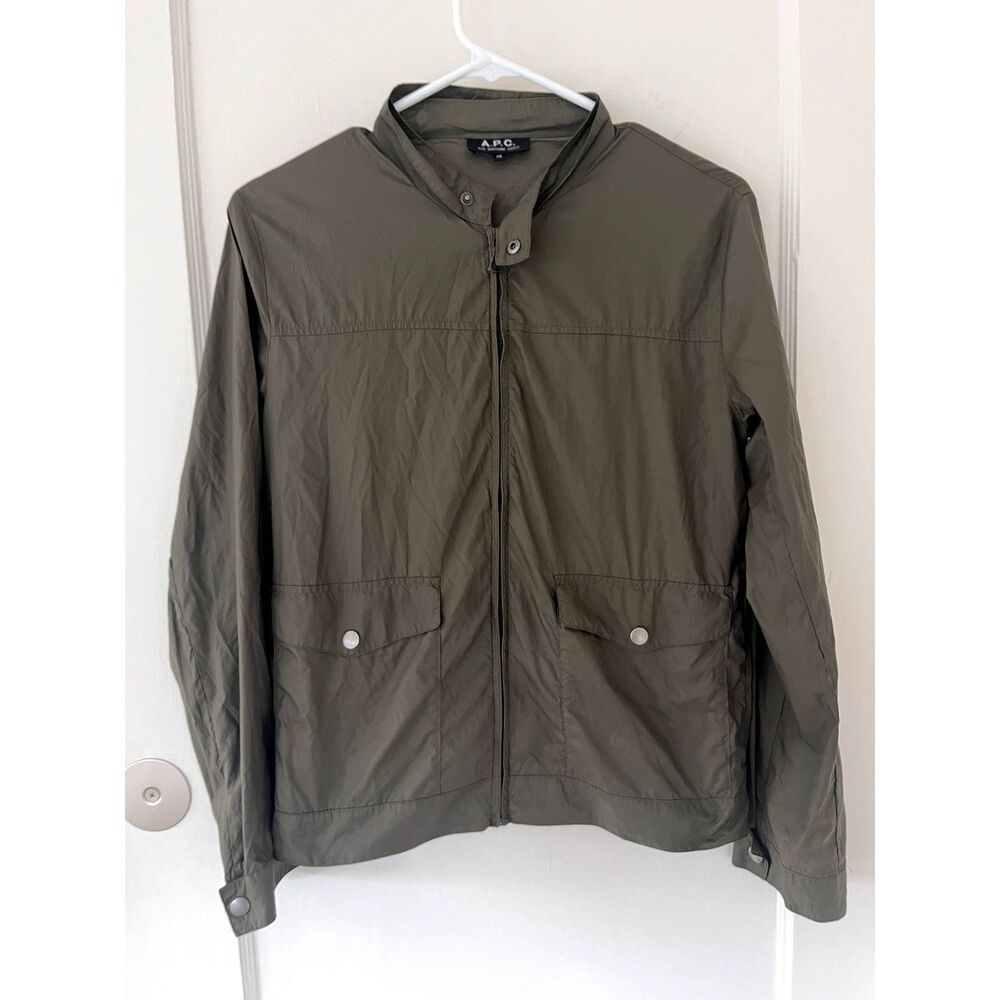 Womens APC Paris Windbreaker Lightweight Nylon Jacket in Olive Green XS